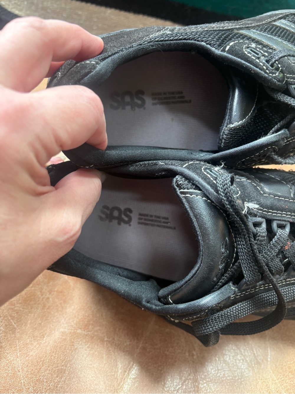 SAS Journey Men's Black Leather Mesh Walking Sneakers Shoes size 10.5 M - Picture 9 of 9
